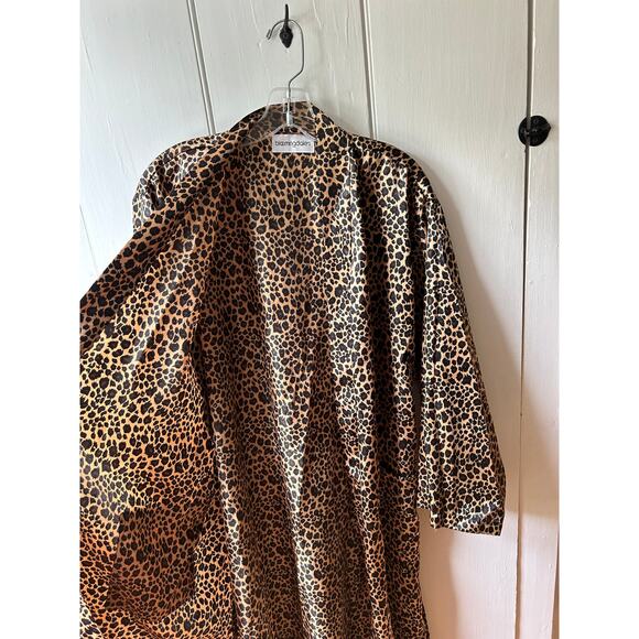 Bloomingdale's leopard print robe one size long kimono style belted silky - Picture 8 of 16
